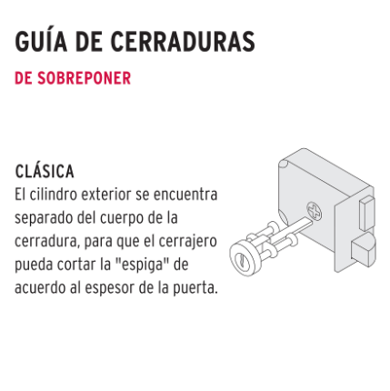 Cerradura tradicional para sobreponer en puertas izquierdas con