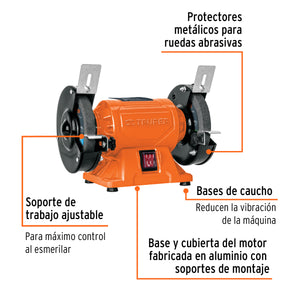 ESMERIL DE BANCO DE 5" DE 1/4 HP (185 W), TRUPER12784 N