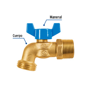 LLAVE DE ESFERA DE LAT”N 3/4' CON ROSCA PARA MANGUERA, FOSET 49054 P