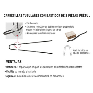 CARRETILLA 5FT3 PLÁSTICA,NEUM REF,PRETUL 22703 P