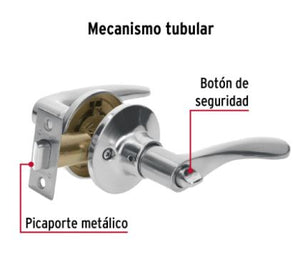 CERRADURA MANIJA BAÑO CROMO MATE, CIL METÁLICO, HERMEX 20037