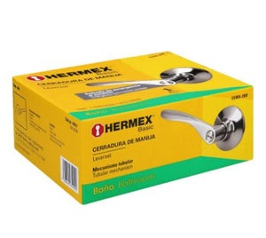 CERRADURA MANIJA BAÑO CROMO MATE, CIL METÁLICO, HERMEX 20037