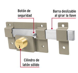 CERRADURA DE BARRA LIBRE CON 2 LLAVES ESTÀNDAR, HERMEX 43500 P