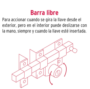 CERRADURA DE BARRA LIBRE CON 2 LLAVES ESTÀNDAR, HERMEX 43500 P