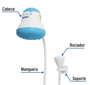 REGADERA ELÉCTRICA DE 4 TEMPERATURAS AZUL, FOSET 45155 P