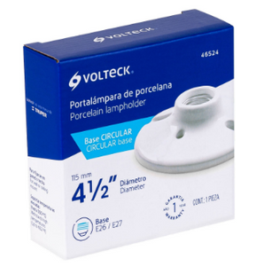 PORTÁMPARA DE PORCELANA, 4-1/2'', CIRCULAR, VOLTECK 46524 P