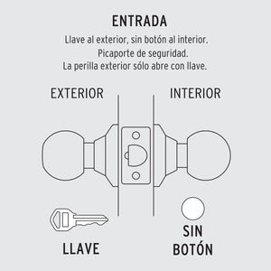 CERRADURA DE POMO "ENTRADA" DORADA 23560 N